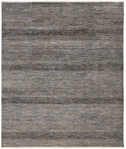 8' X 10' Gray Wool Striped Hand Knotted Area Rug
