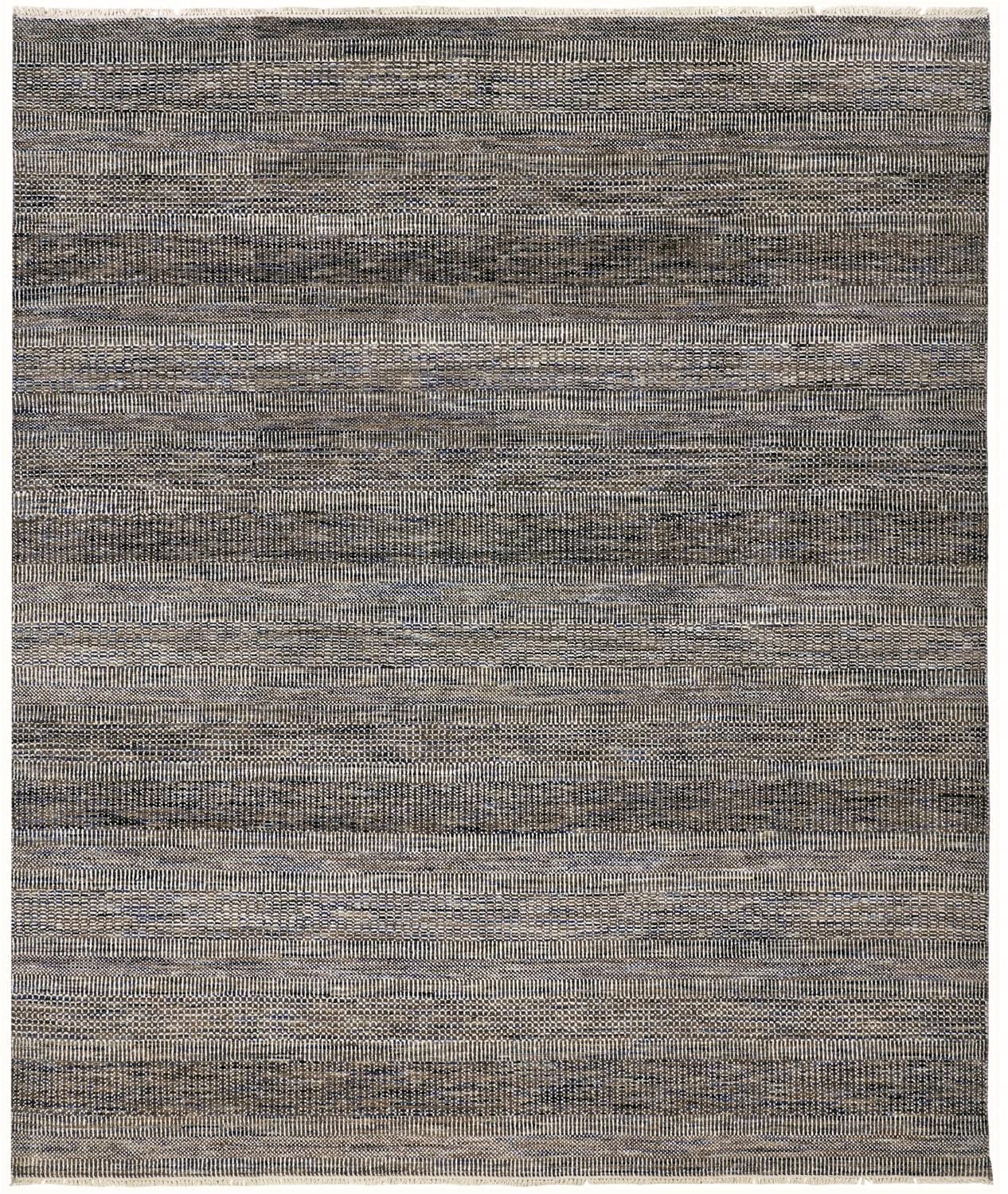 8' X 10' Gray Wool Striped Hand Knotted Area Rug