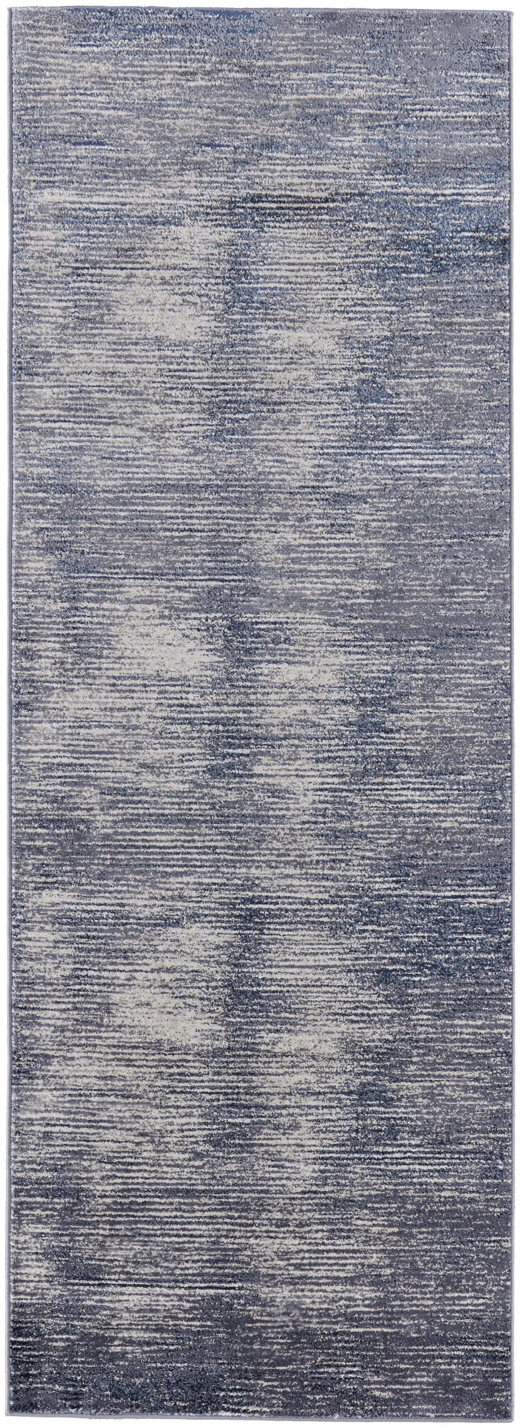 4' X 6' Blue Gray And Ivory Striped Power Loom Distressed Area Rug