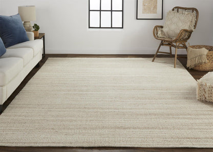 4' X 6' Ivory Wool Hand Woven Stain Resistant Area Rug