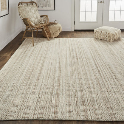 4' X 6' Ivory Wool Hand Woven Stain Resistant Area Rug