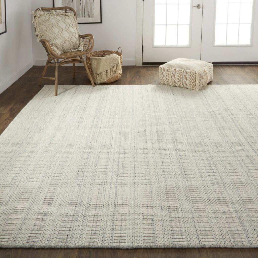 4' X 6' Ivory Wool Hand Woven Stain Resistant Area Rug