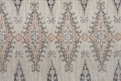 4' X 6' Gray Blue And Orange Floral Stain Resistant Area Rug