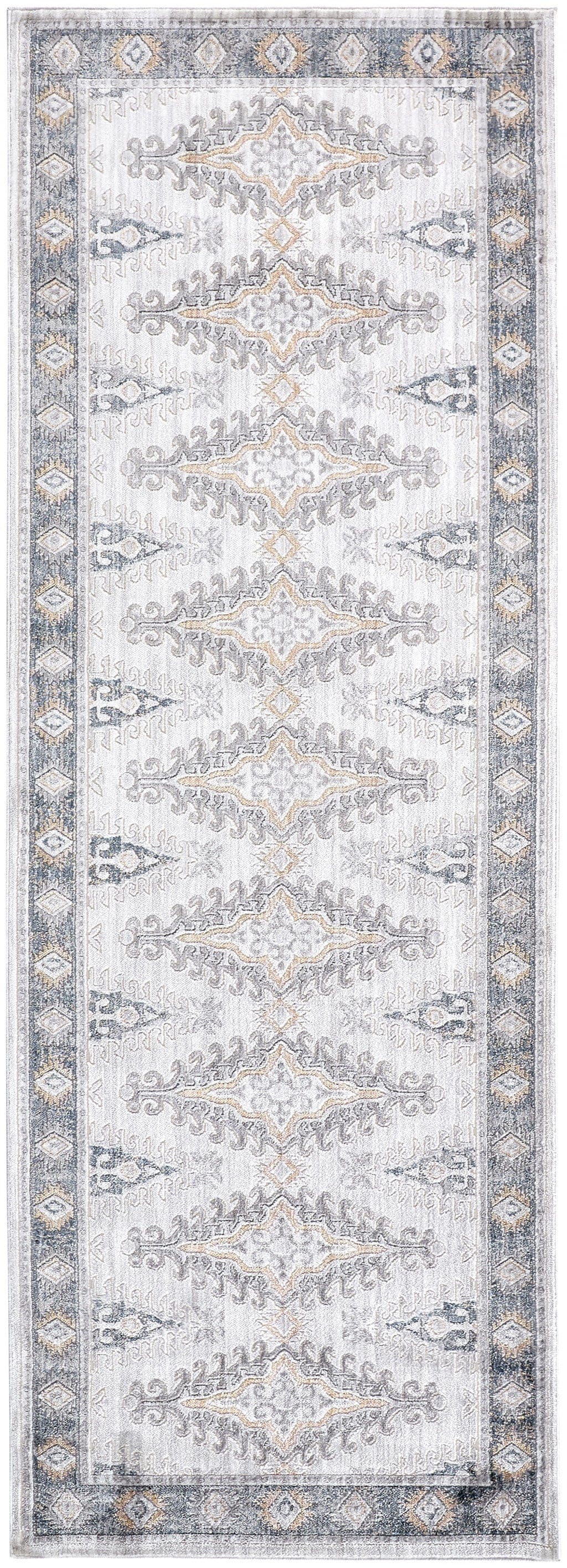 4' X 6' Gray Blue And Orange Floral Stain Resistant Area Rug