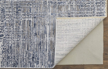 4' X 6' Gray And Blue Abstract Stain Resistant Area Rug