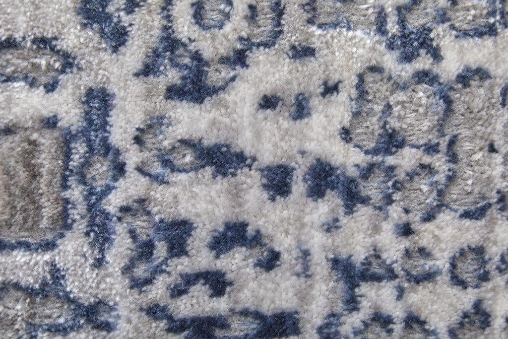 4' X 6' Gray And Blue Abstract Stain Resistant Area Rug