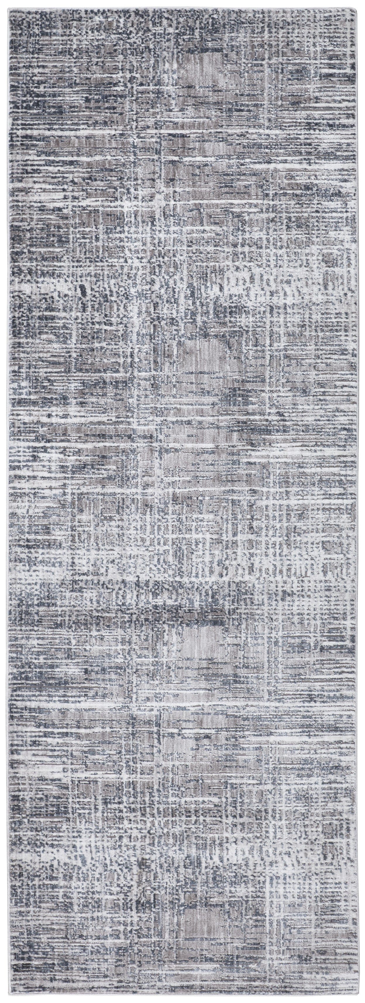 4' X 6' Gray And Blue Abstract Stain Resistant Area Rug