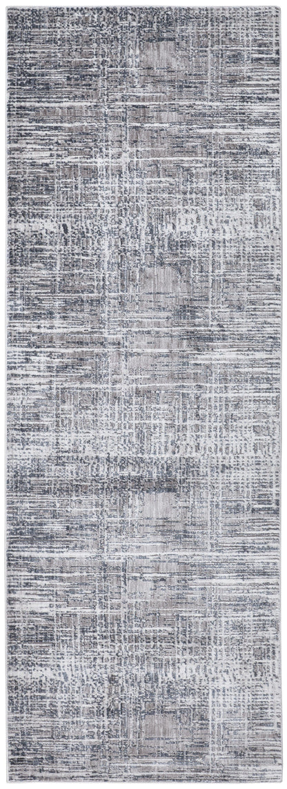 4' X 6' Gray And Blue Abstract Stain Resistant Area Rug