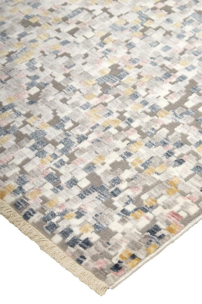 4' X 6' Taupe Tan And Orange Abstract Stain Resistant Area Rug