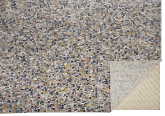 4' X 6' Taupe Tan And Orange Abstract Stain Resistant Area Rug