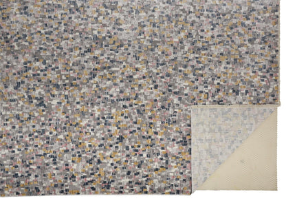 4' X 6' Taupe Tan And Orange Abstract Stain Resistant Area Rug