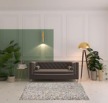 4' X 6' Taupe Tan And Orange Abstract Stain Resistant Area Rug