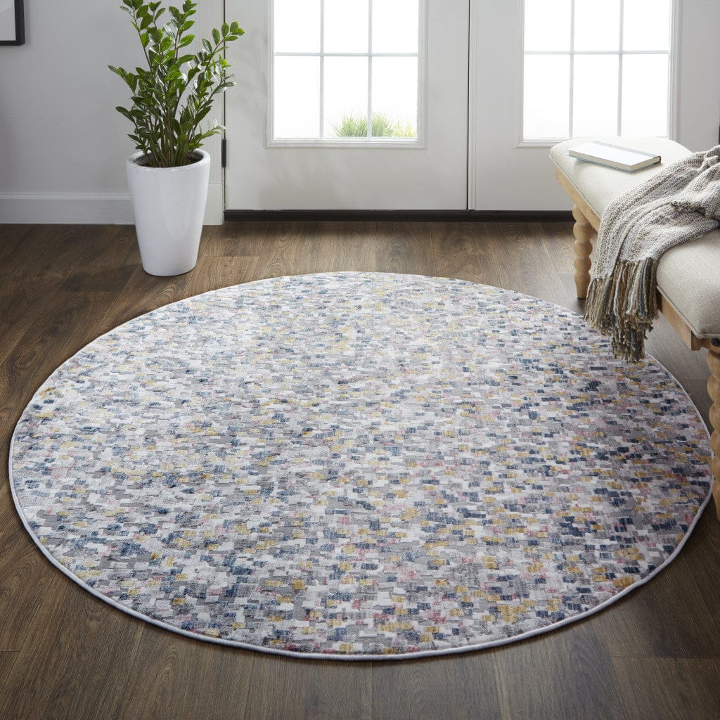 4' X 6' Taupe Tan And Orange Abstract Stain Resistant Area Rug