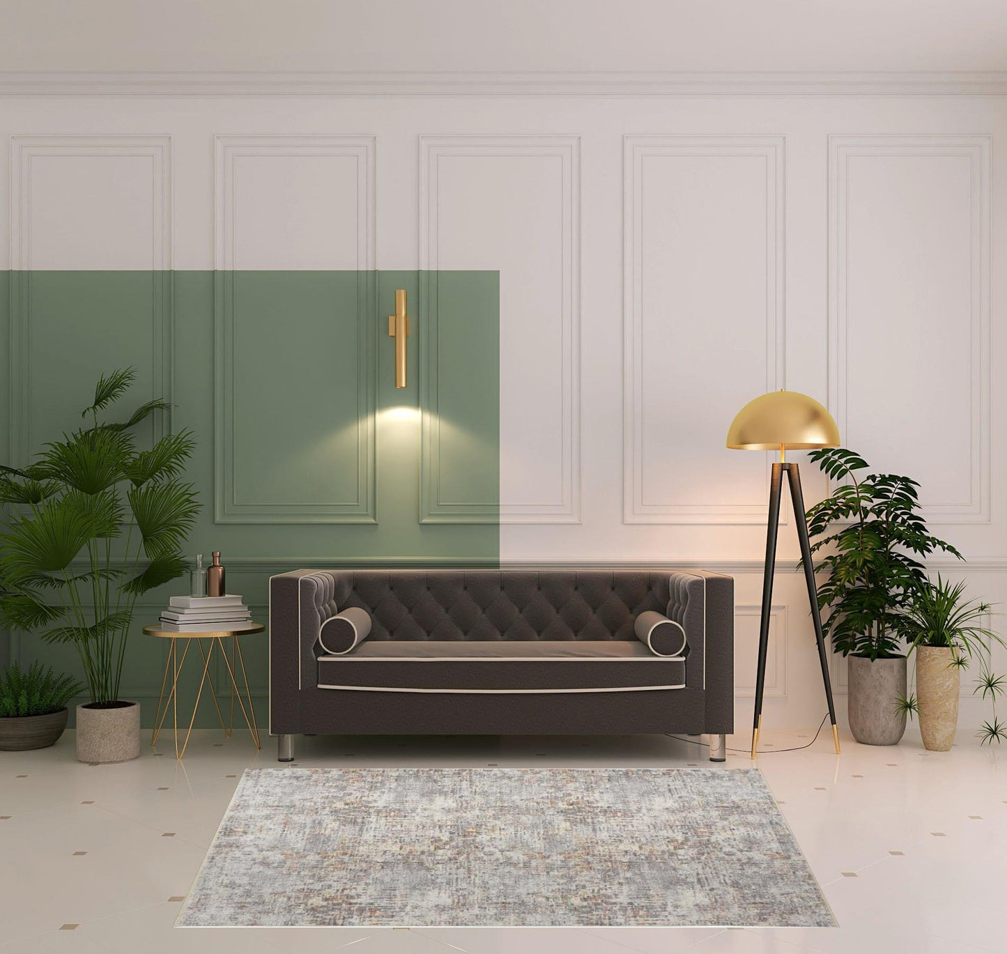 4' X 6' Ivory Tan And Taupe Abstract Stain Resistant Area Rug