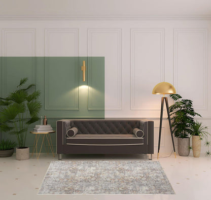 4' X 6' Ivory Tan And Taupe Abstract Stain Resistant Area Rug