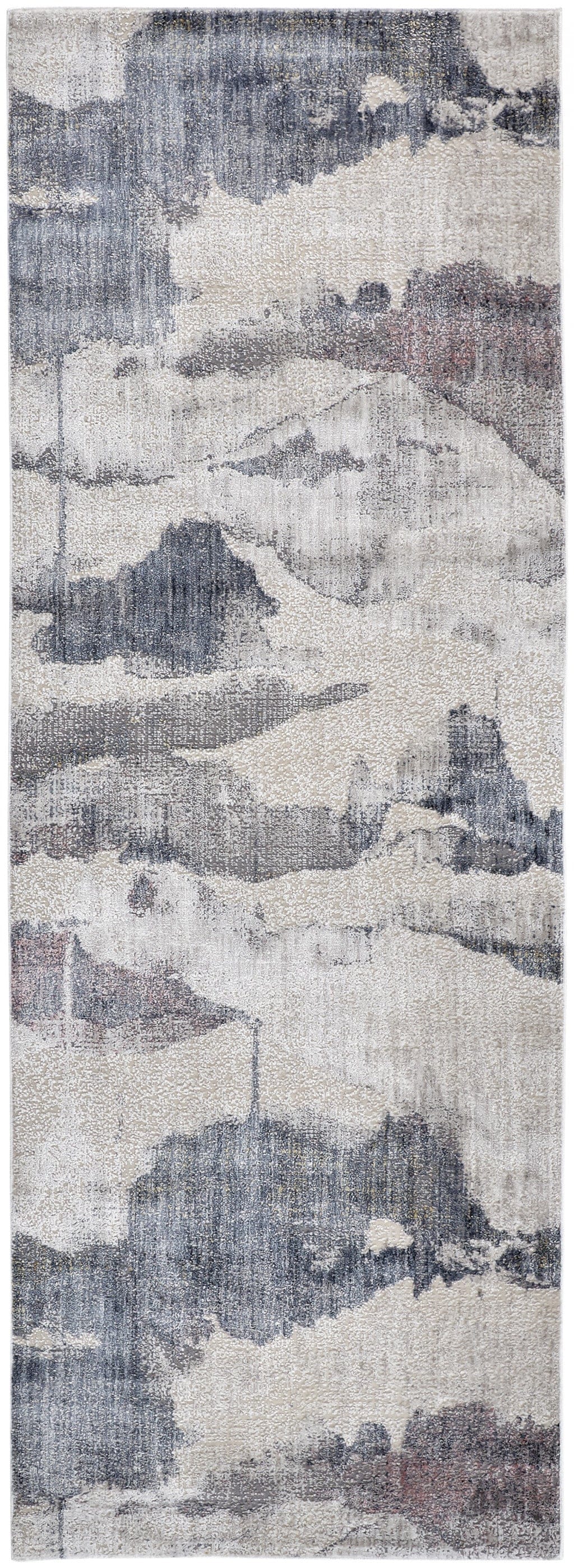 4' X 6' Ivory Blue And Pink Abstract Stain Resistant Area Rug