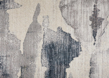 4' X 6' Ivory Blue And Pink Abstract Stain Resistant Area Rug