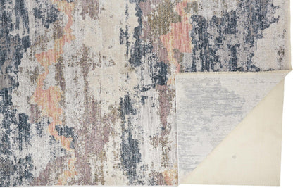 4' X 6' Blue Gray And Ivory Abstract Stain Resistant Area Rug