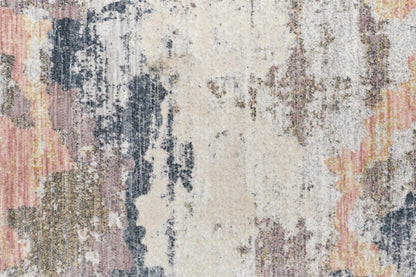 4' X 6' Blue Gray And Ivory Abstract Stain Resistant Area Rug