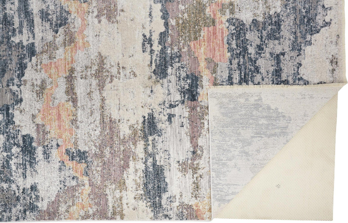 4' X 6' Blue Gray And Ivory Abstract Stain Resistant Area Rug