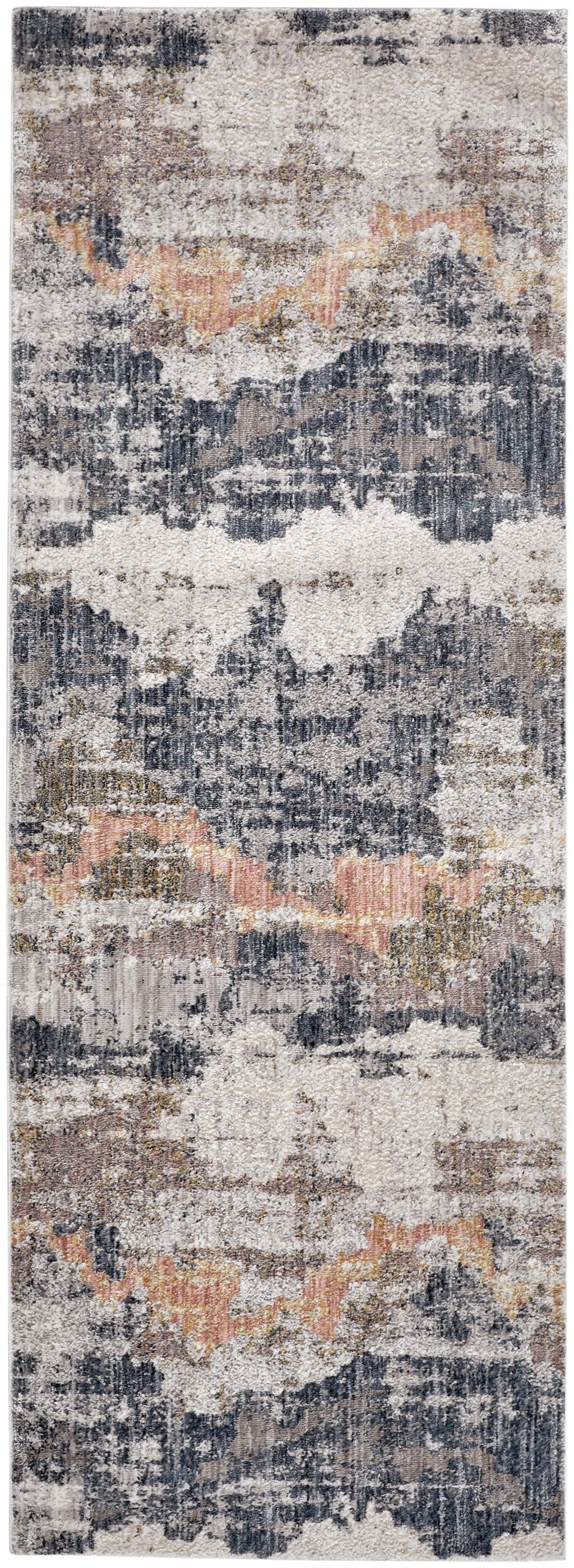 4' X 6' Blue Gray And Ivory Abstract Stain Resistant Area Rug