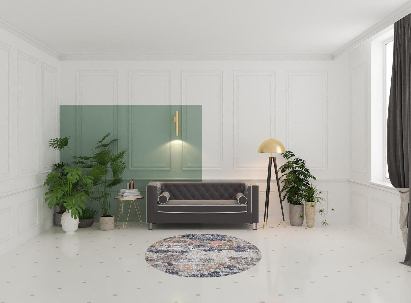 4' X 6' Blue Gray And Ivory Abstract Stain Resistant Area Rug