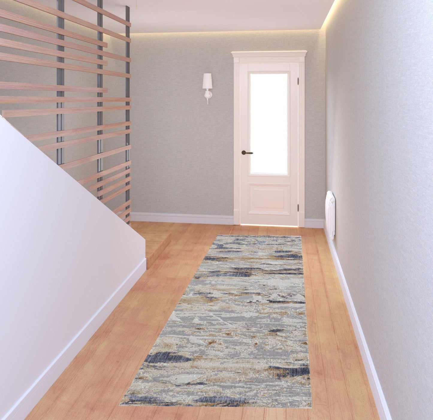 4' X 6' Tan Orange And Ivory Abstract Power Loom Distressed Area Rug