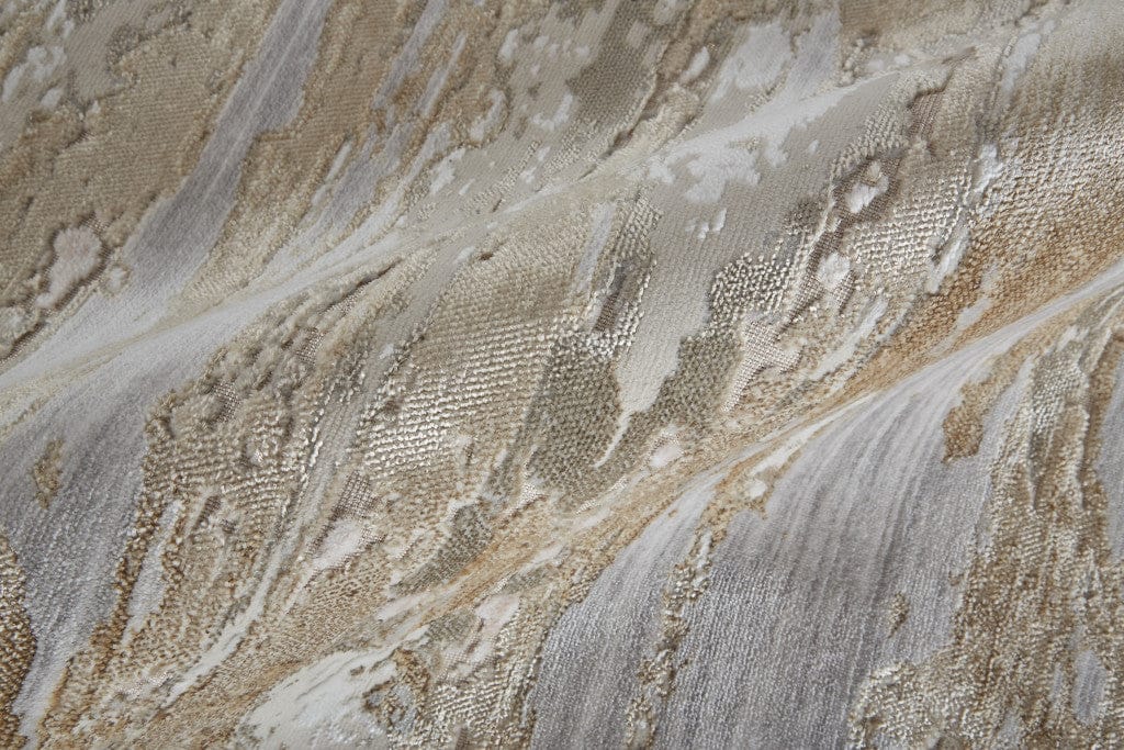 4' X 6' Tan Orange And Ivory Abstract Power Loom Distressed Area Rug