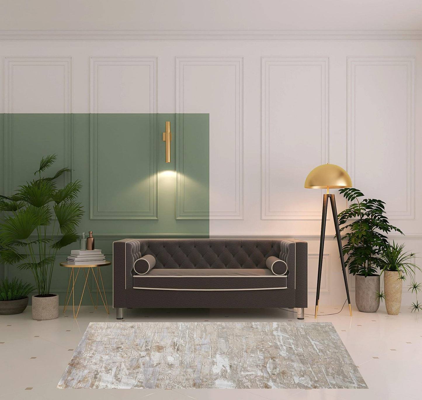 4' X 6' Tan Orange And Ivory Abstract Power Loom Distressed Area Rug