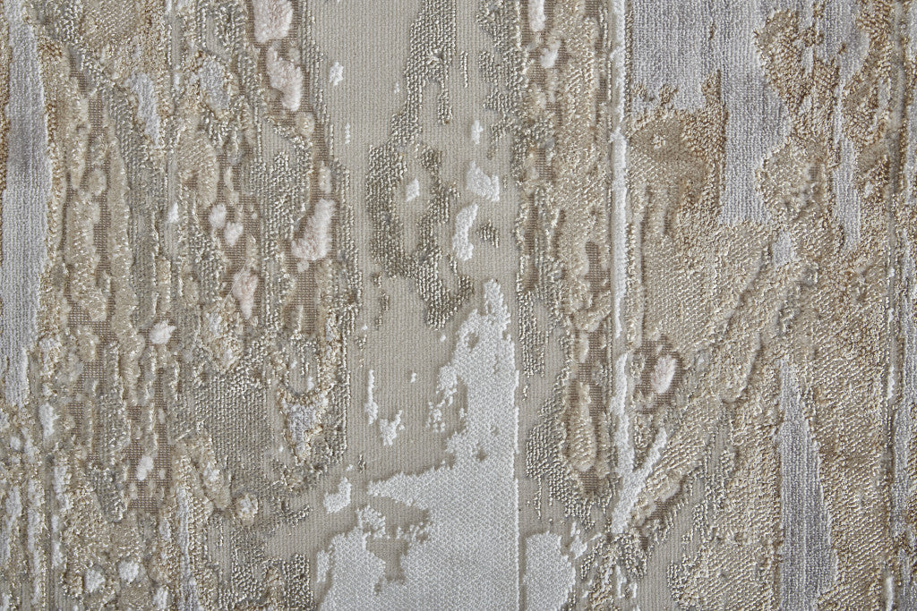 4' X 6' Tan Orange And Ivory Abstract Power Loom Distressed Area Rug