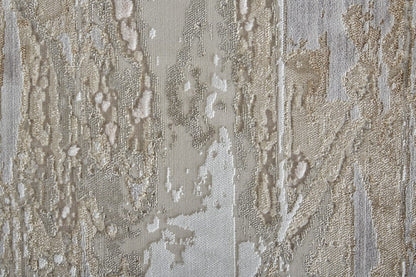 4' X 6' Tan Orange And Ivory Abstract Power Loom Distressed Area Rug