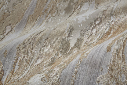 4' X 6' Tan Orange And Ivory Abstract Power Loom Distressed Area Rug