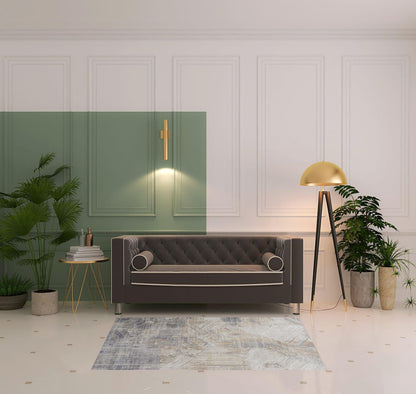 4' X 6' Tan Ivory And Gray Abstract Power Loom Distressed Area Rug