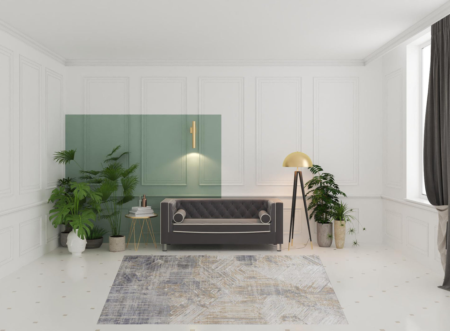 4' X 6' Tan Ivory And Gray Abstract Power Loom Distressed Area Rug