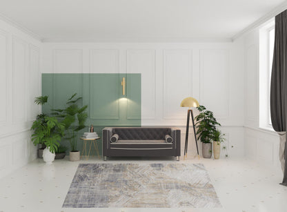 4' X 6' Tan Ivory And Gray Abstract Power Loom Distressed Area Rug