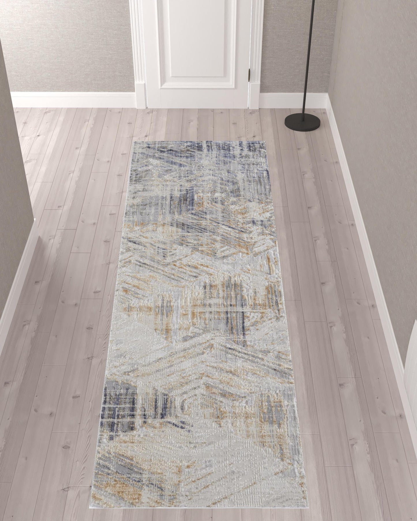 4' X 6' Tan Ivory And Gray Abstract Power Loom Distressed Area Rug