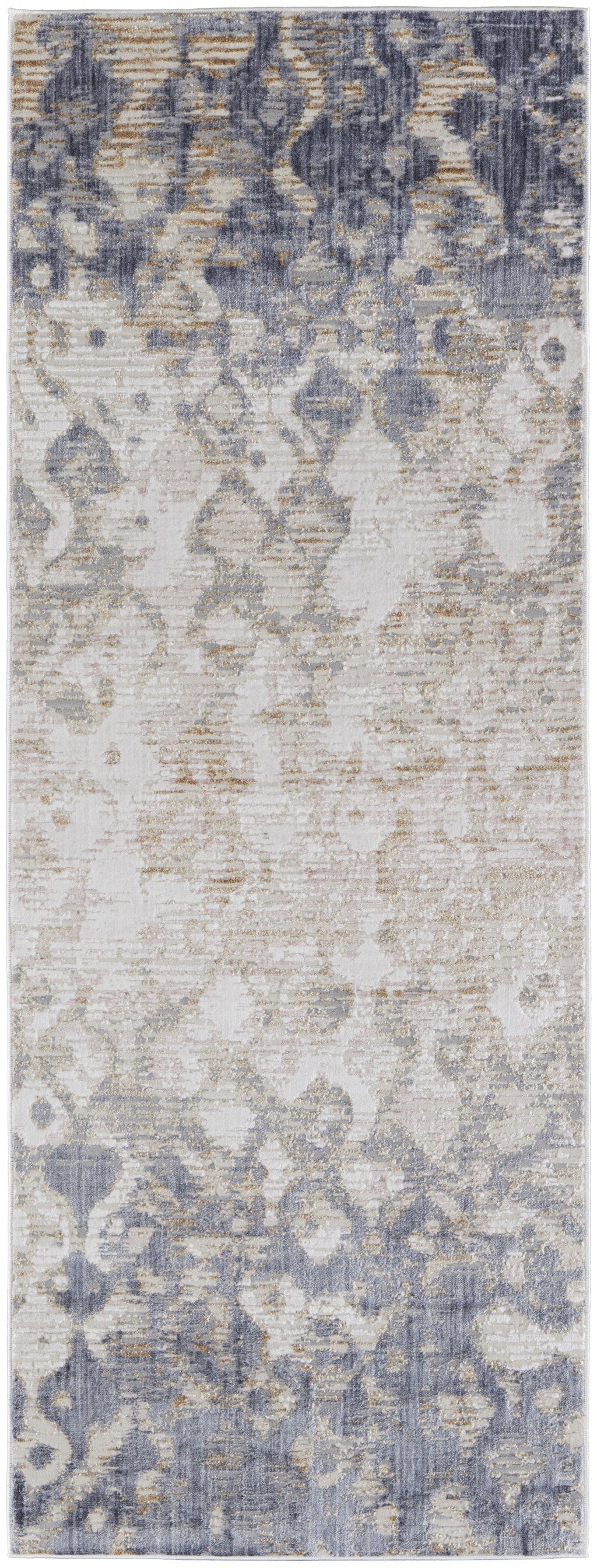 4' X 6' Tan Ivory And Blue Abstract Power Loom Distressed Area Rug