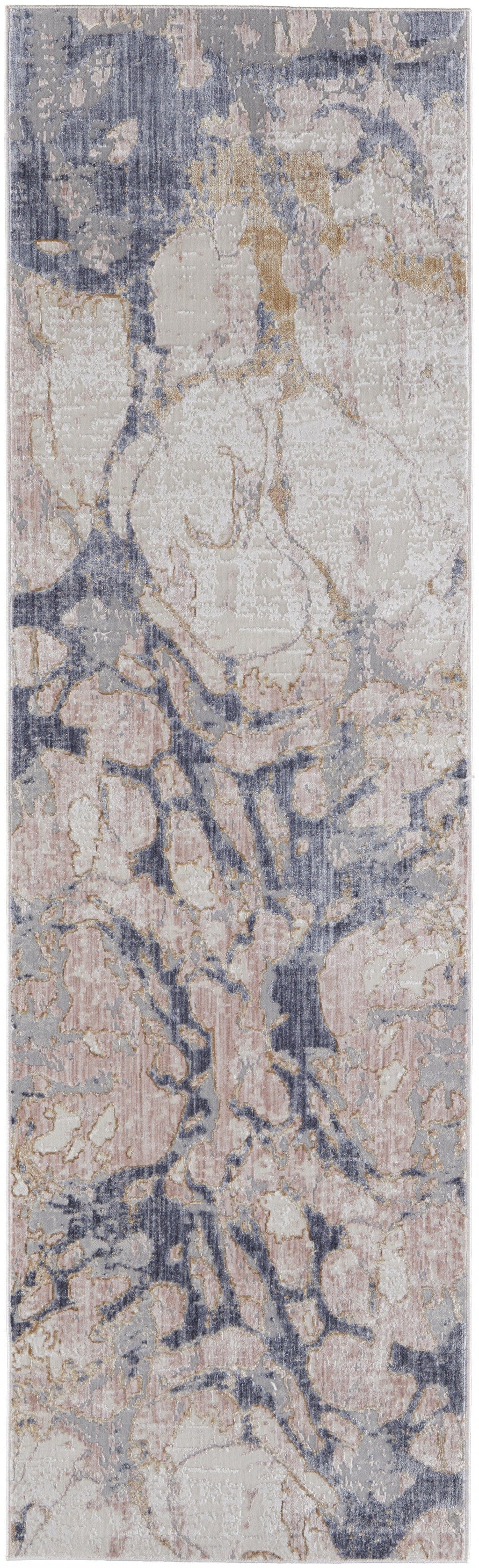 4' X 6' Ivory And Blue Abstract Power Loom Distressed Area Rug