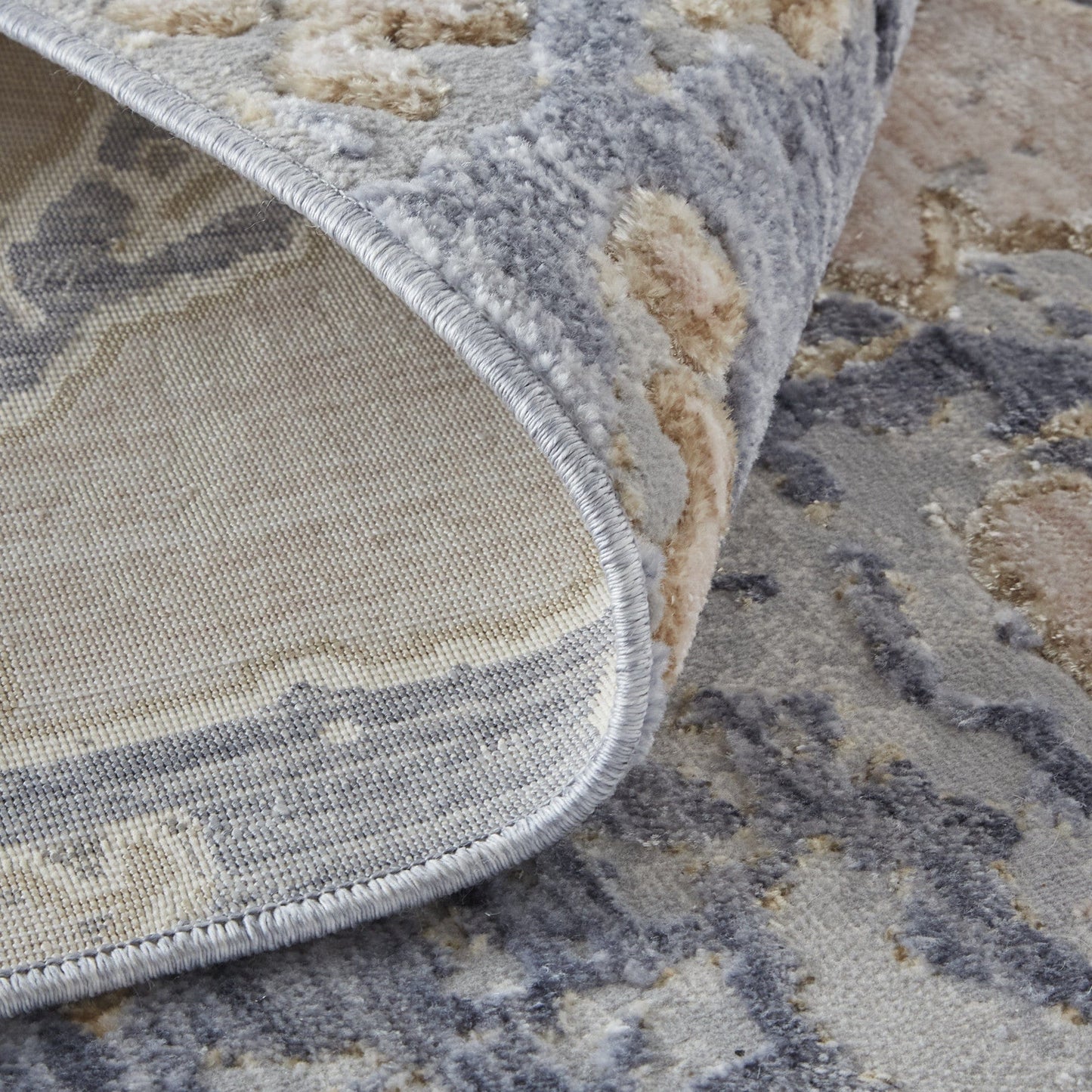 4' X 6' Ivory And Blue Abstract Power Loom Distressed Area Rug