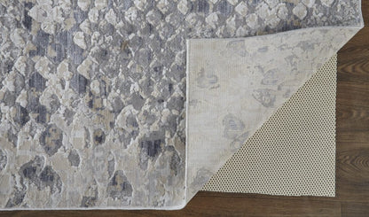 4' X 6' Silver Gray And Blue Animal Print Power Loom Distressed Area Rug