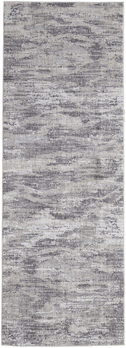 4' X 6' Tan Taupe And Gray Abstract Power Loom Distressed Stain Resistant Area Rug