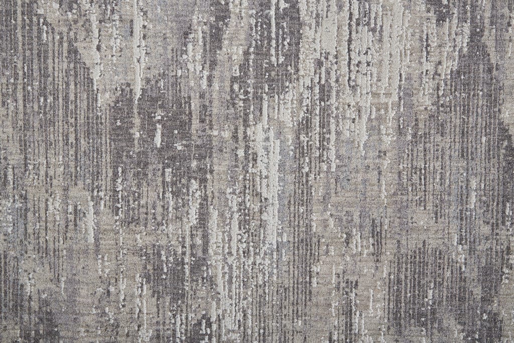 4' X 6' Tan Taupe And Gray Abstract Power Loom Distressed Stain Resistant Area Rug