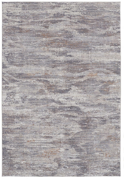 4' X 6' Tan Taupe And Gray Abstract Power Loom Distressed Stain Resistant Area Rug