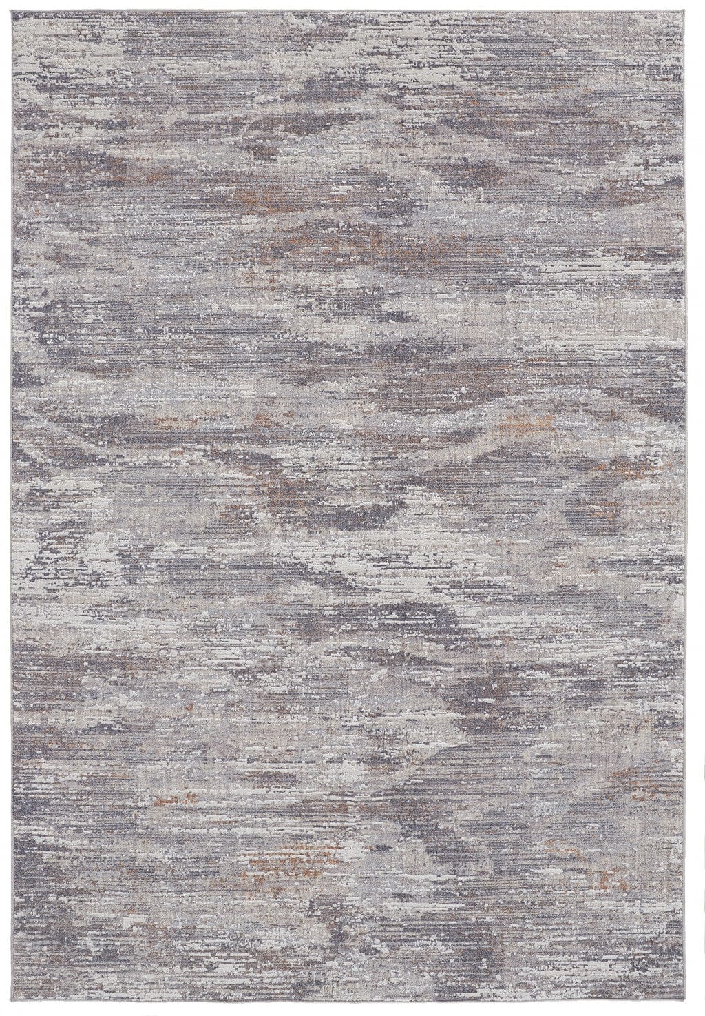 4' X 6' Tan Taupe And Gray Abstract Power Loom Distressed Stain Resistant Area Rug