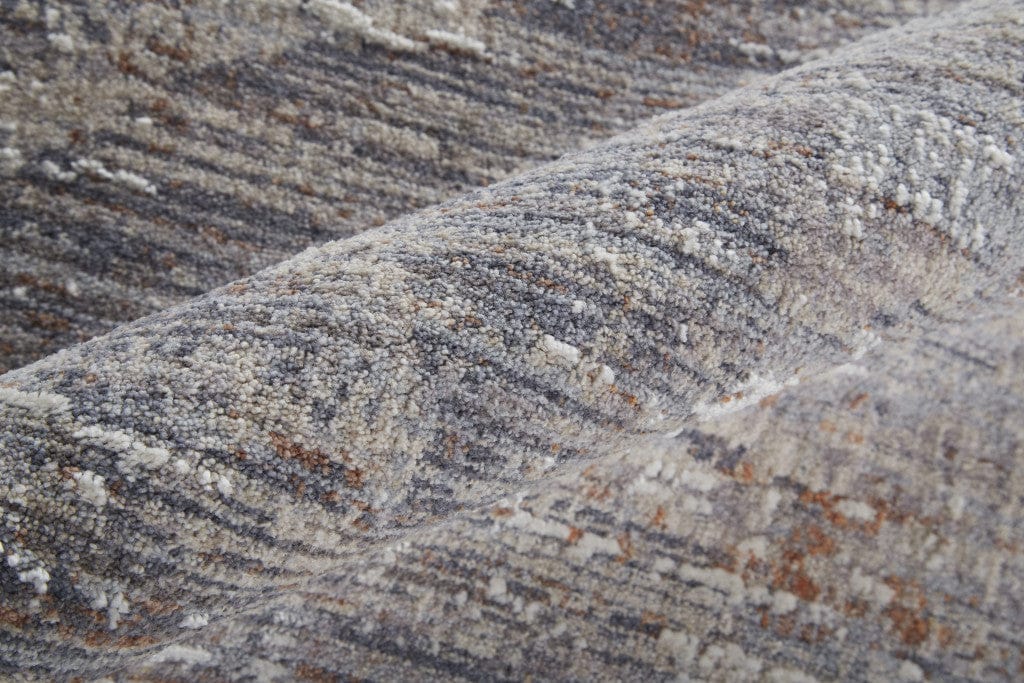 4' X 6' Tan Taupe And Gray Abstract Power Loom Distressed Stain Resistant Area Rug