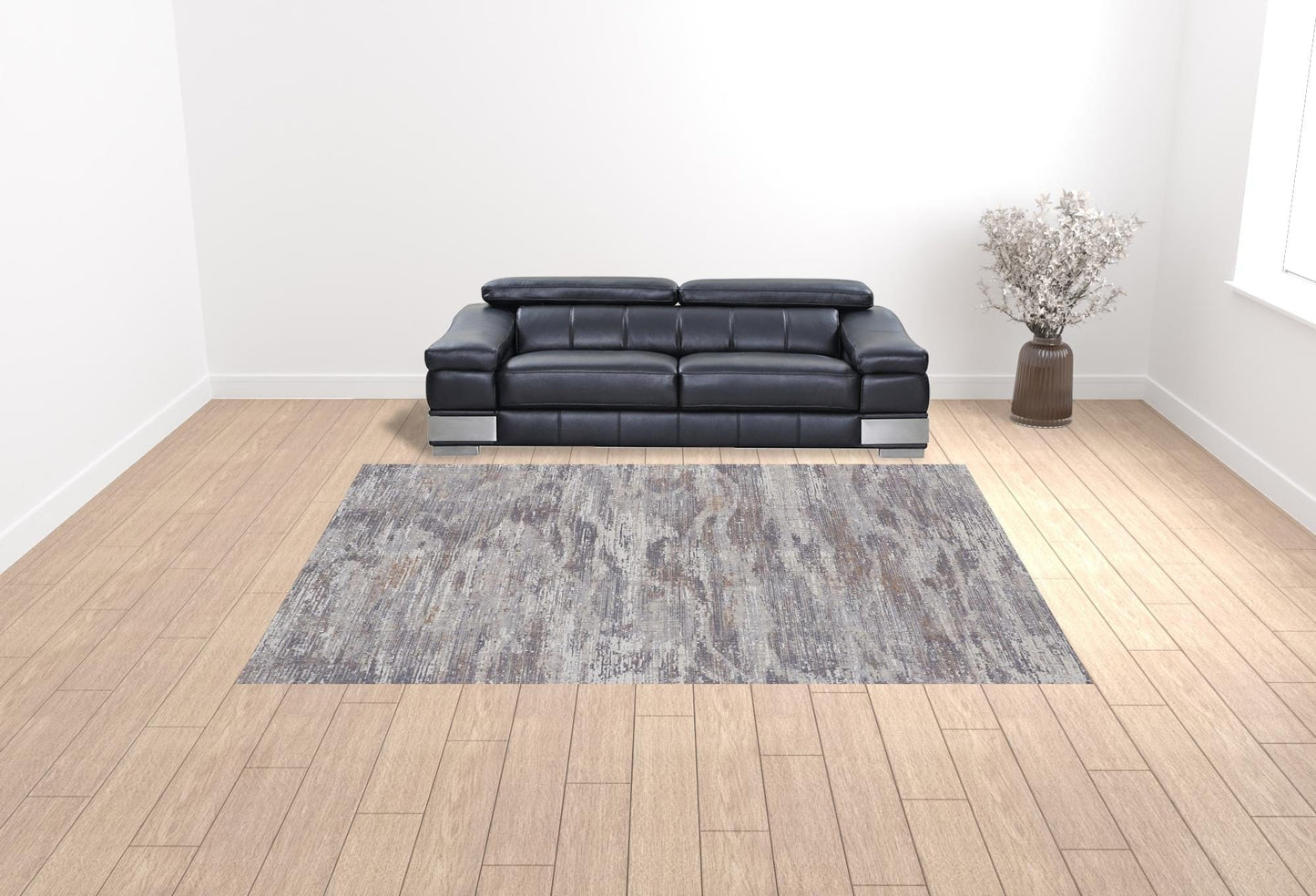 4' X 6' Tan Taupe And Gray Abstract Power Loom Distressed Stain Resistant Area Rug