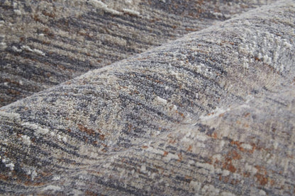 4' X 6' Tan Taupe And Gray Abstract Power Loom Distressed Stain Resistant Area Rug