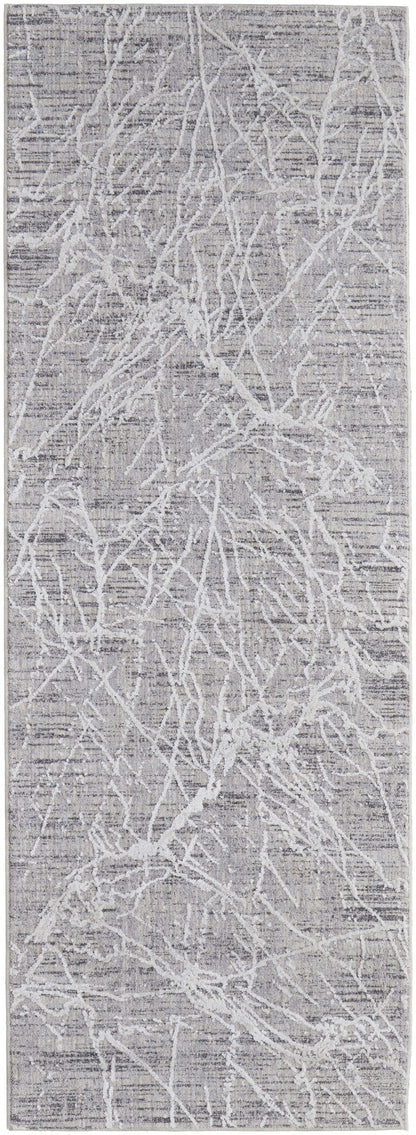 4' X 6' Taupe And Gray Abstract Power Loom Distressed Stain Resistant Area Rug