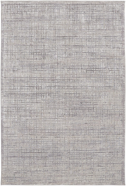 4' X 6' Taupe And Ivory Plaid Power Loom Distressed Stain Resistant Area Rug