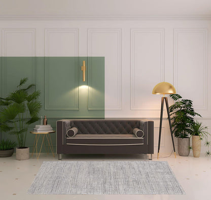 4' X 6' Taupe And Ivory Plaid Power Loom Distressed Stain Resistant Area Rug